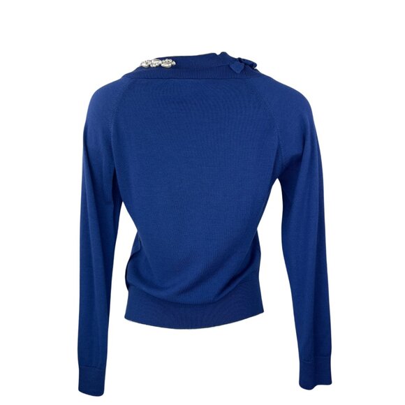 Simone Rocha Blue Asymmetrical Cardigan with Pearls - Picture 2 of 2